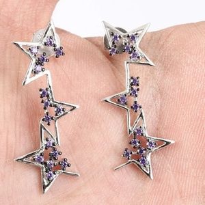 Sterling silver split stars & Amethyst earrings